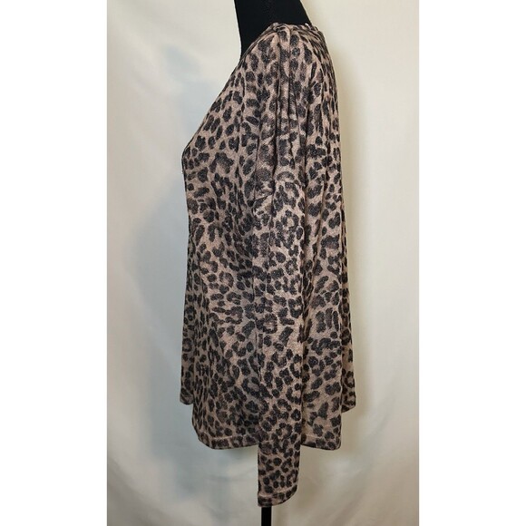 Soft Surroundings Brown Leopard Valentina Zip Sweater Women's MEDIUM - Picture 3 of 11